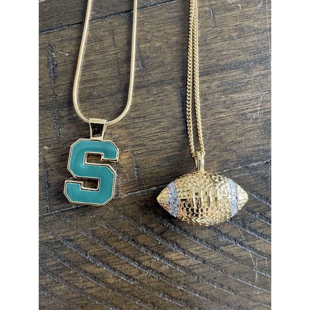 2 Annaleece‎ By Devries MSU Spartans Michigan State Football Necklaces Swarovski